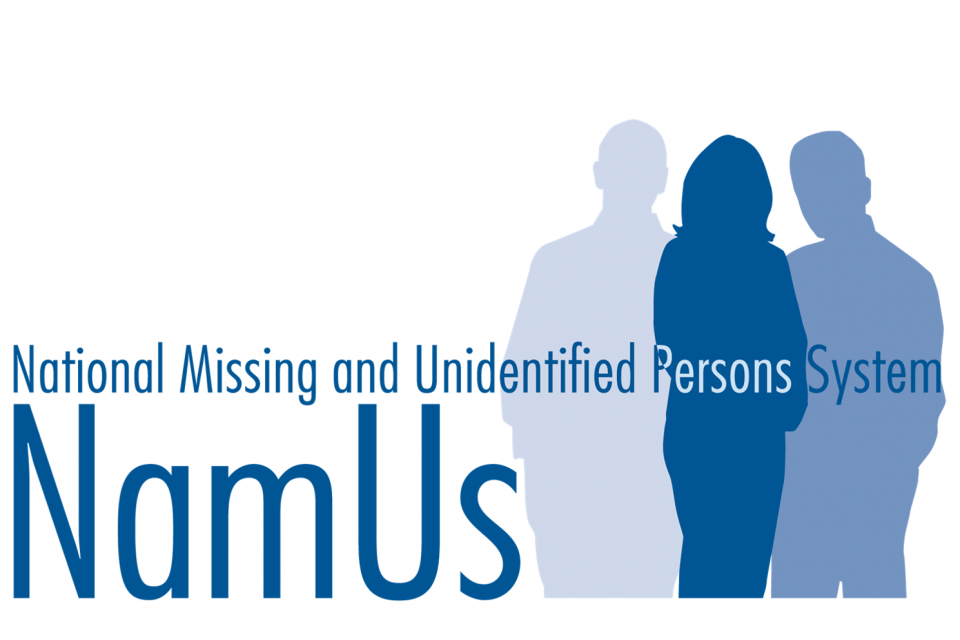National Missing and Unidentified Persons System NamUs Card National Missing and Unidentified Persons System NamUs Logo